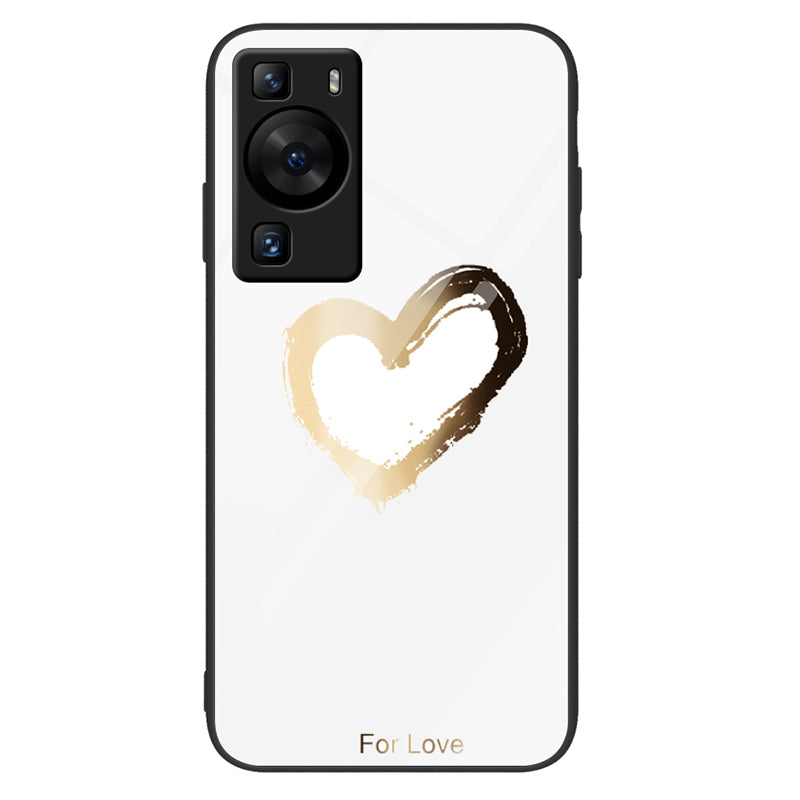 For Huawei P60 Anti-Scratch Tempered Glass Back Cover PC+TPU  Pattern Printing Phone Case