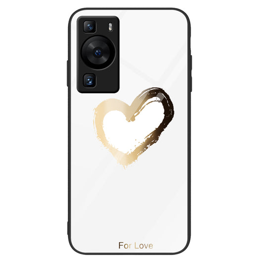 For Huawei P60 Anti-Scratch Tempered Glass Back Cover PC+TPU  Pattern Printing Phone Case