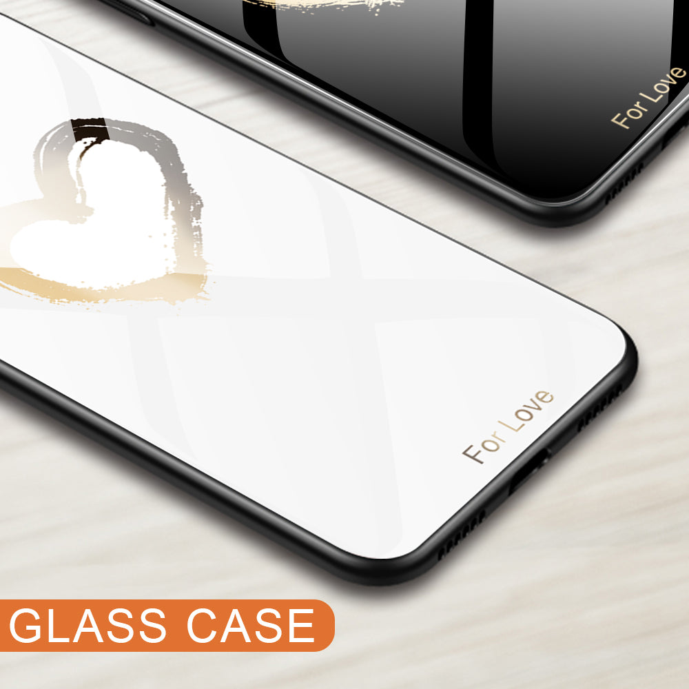 For Huawei P60 Anti-Scratch Tempered Glass Back Cover PC+TPU  Pattern Printing Phone Case