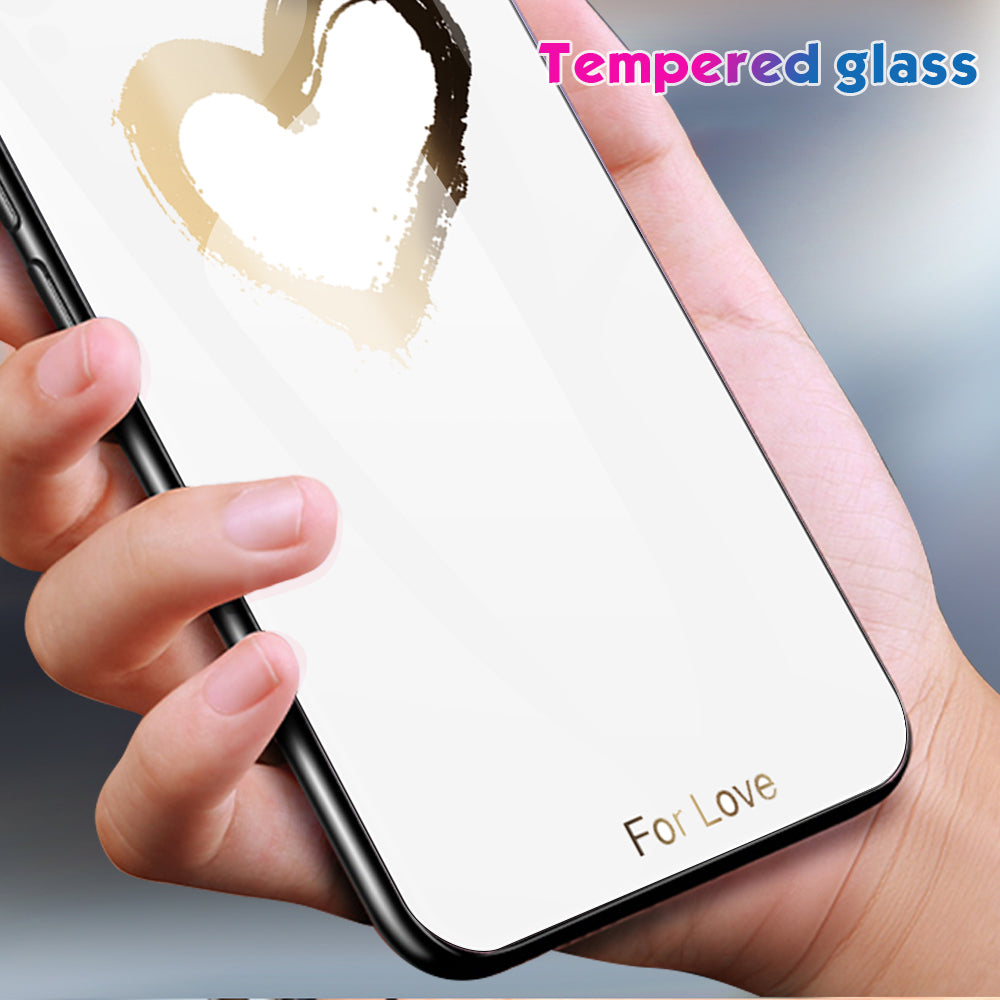 For Huawei P60 Anti-Scratch Tempered Glass Back Cover PC+TPU  Pattern Printing Phone Case