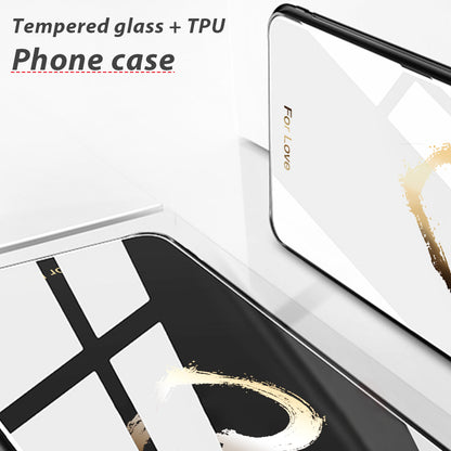 For Huawei P60 Anti-Scratch Tempered Glass Back Cover PC+TPU  Pattern Printing Phone Case