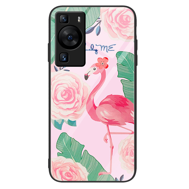For Huawei P60 Anti-Scratch Tempered Glass Back Cover PC+TPU  Pattern Printing Phone Case