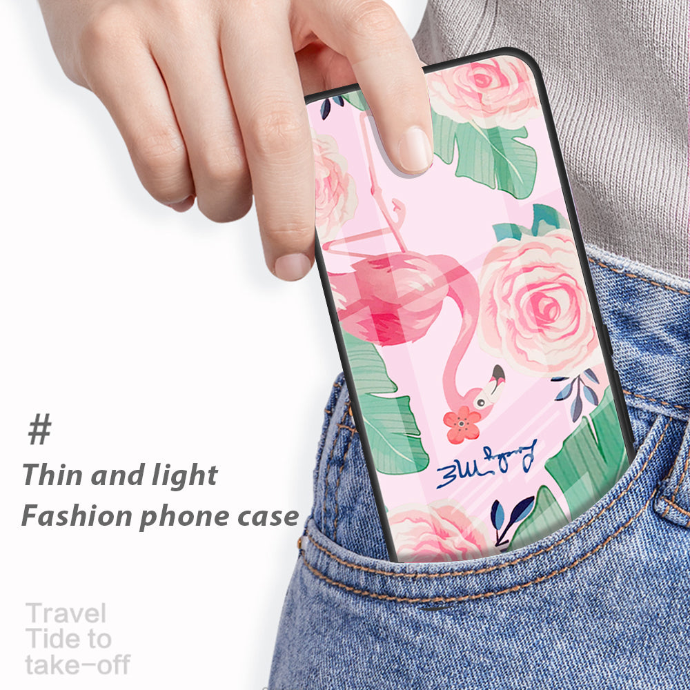 For Huawei P60 Anti-Scratch Tempered Glass Back Cover PC+TPU  Pattern Printing Phone Case