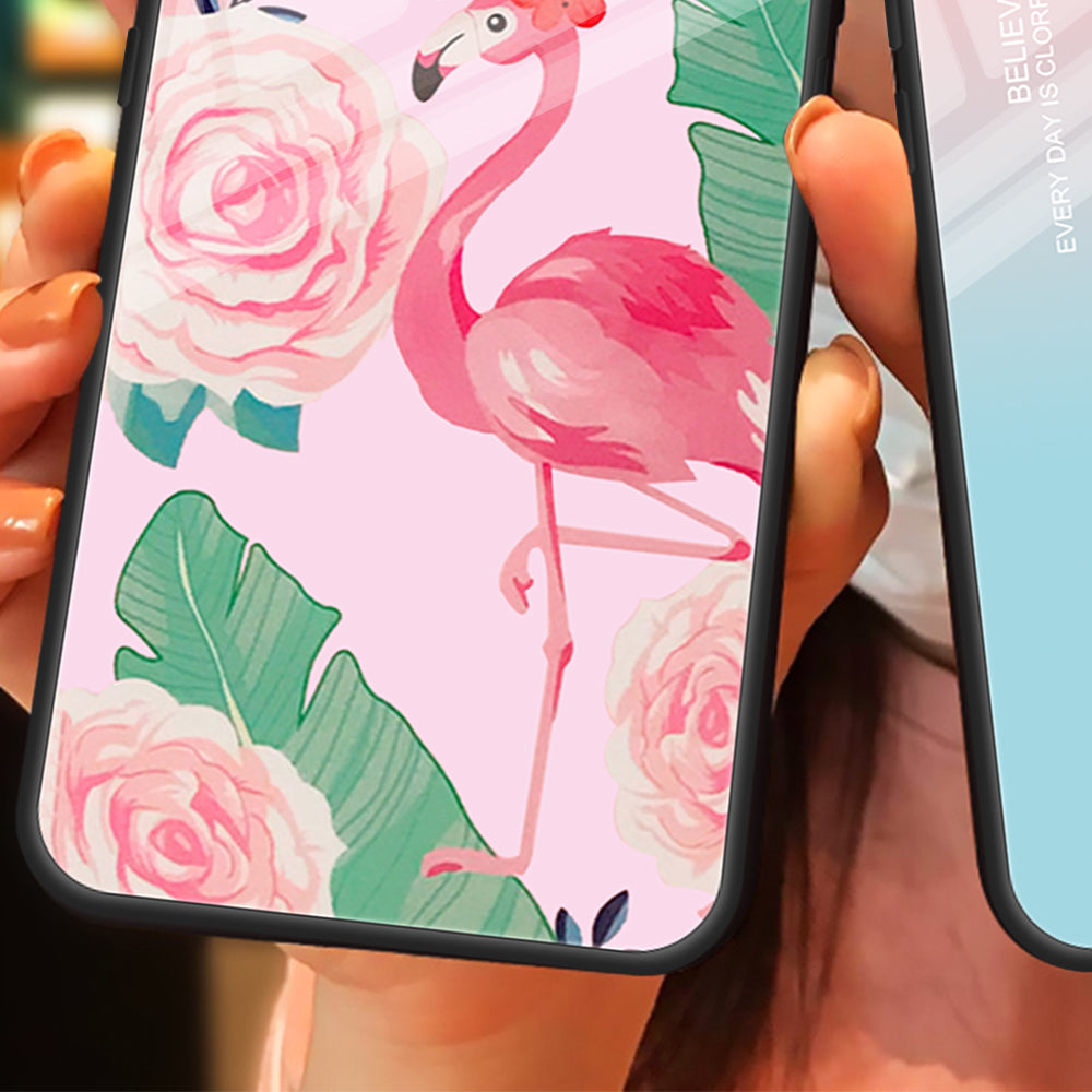 For Huawei P60 Anti-Scratch Tempered Glass Back Cover PC+TPU  Pattern Printing Phone Case