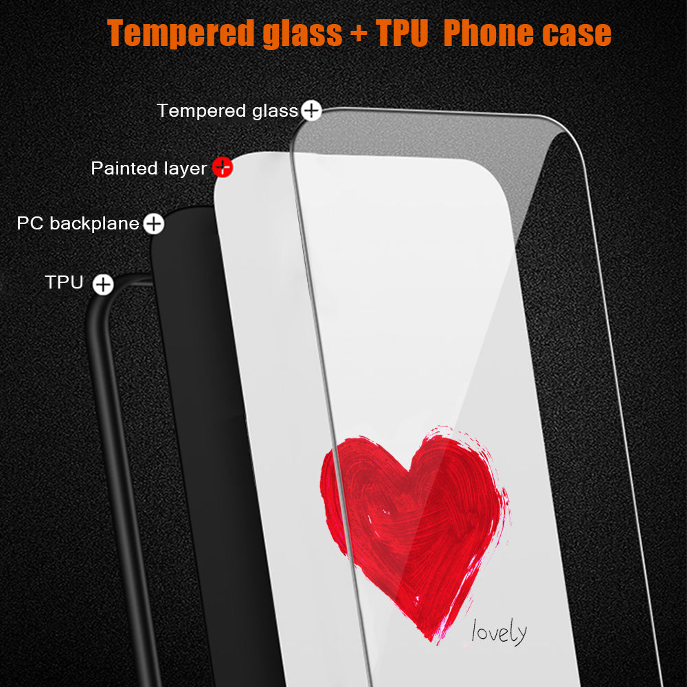 For Huawei P60 Anti-Scratch Tempered Glass Back Cover PC+TPU  Pattern Printing Phone Case
