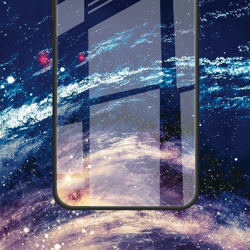 For Huawei P60 Anti-Scratch Tempered Glass Back Cover PC+TPU  Pattern Printing Phone Case