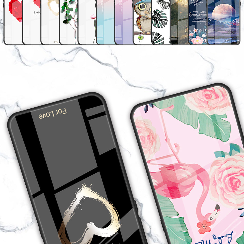For Huawei P60 Anti-Scratch Tempered Glass Back Cover PC+TPU  Pattern Printing Phone Case
