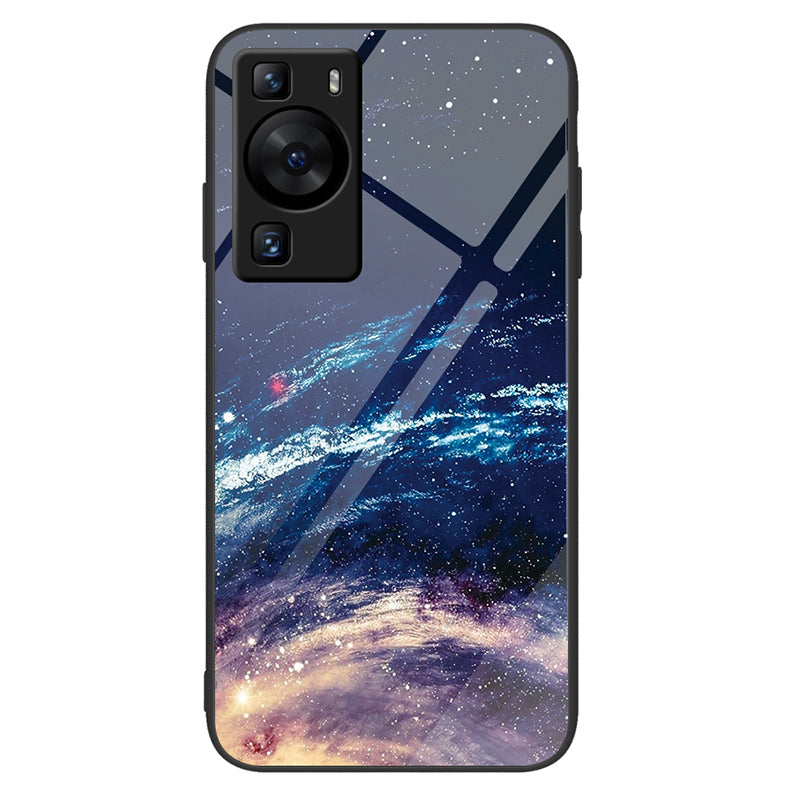 For Huawei P60 Anti-Scratch Tempered Glass Back Cover PC+TPU  Pattern Printing Phone Case