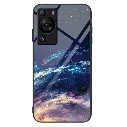 For Huawei P60 Anti-Scratch Tempered Glass Back Cover PC+TPU  Pattern Printing Phone Case