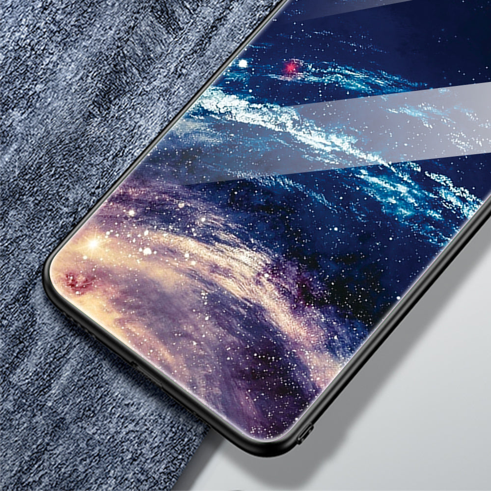 For Huawei P60 Anti-Scratch Tempered Glass Back Cover PC+TPU  Pattern Printing Phone Case