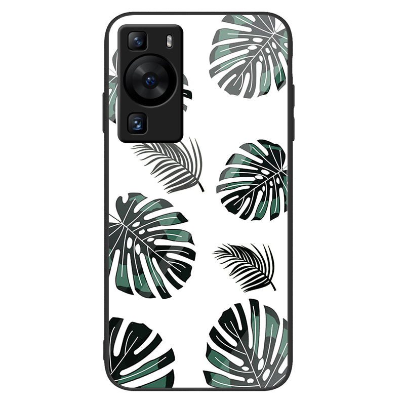 For Huawei P60 Anti-Scratch Tempered Glass Back Cover PC+TPU  Pattern Printing Phone Case
