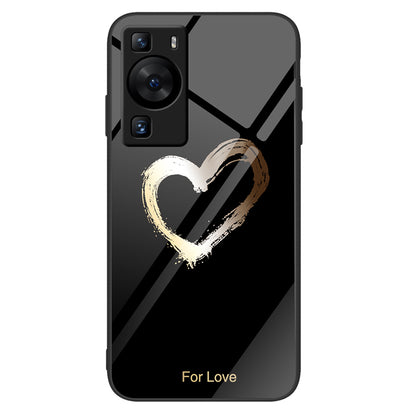 For Huawei P60 Anti-Scratch Tempered Glass Back Cover PC+TPU  Pattern Printing Phone Case