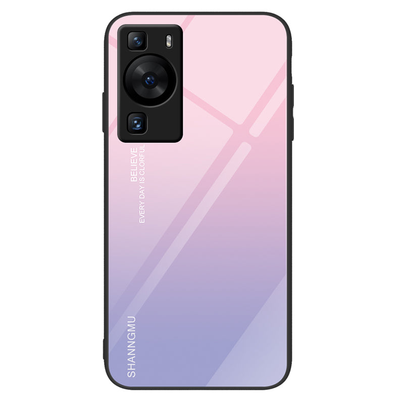 For Huawei P60 Anti-Scratch Tempered Glass Back Cover PC+TPU  Pattern Printing Phone Case