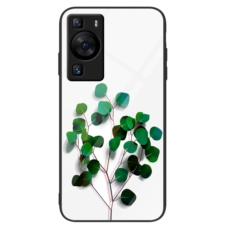 For Huawei P60 Anti-Scratch Tempered Glass Back Cover PC+TPU  Pattern Printing Phone Case