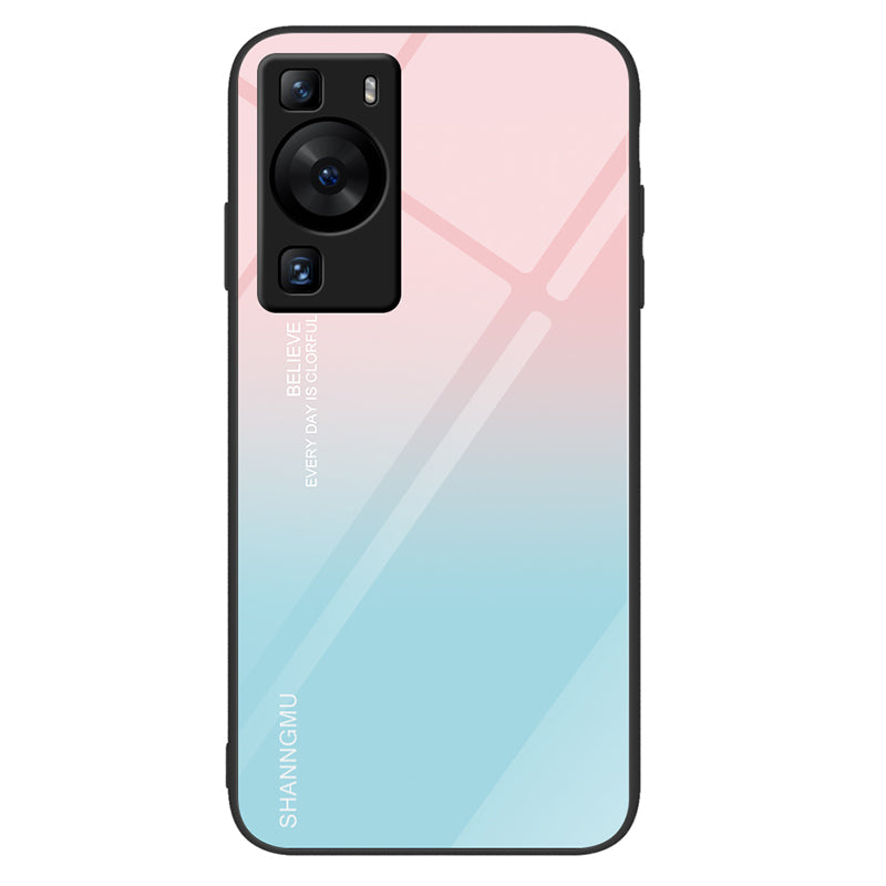 For Huawei P60 Anti-Scratch Tempered Glass Back Cover PC+TPU  Pattern Printing Phone Case
