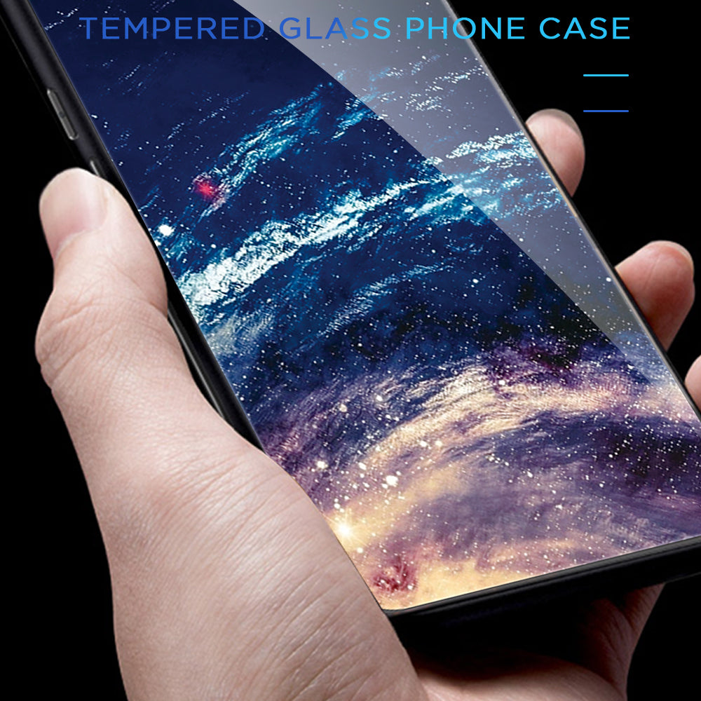 For Huawei P60 Anti-Scratch Tempered Glass Back Cover PC+TPU  Pattern Printing Phone Case