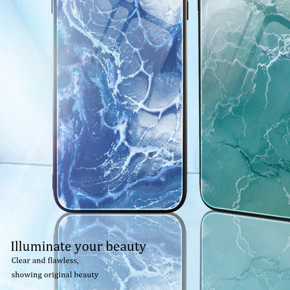For Huawei P60 Tempered Glass Back Cover PC+TPU Marble Pattern Phone Case