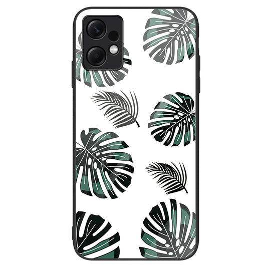 For Xiaomi Redmi Note 12 4G Pattern Printing Phone Case Hard Tempered Glass+PC+TPU Shock Absorption Cover