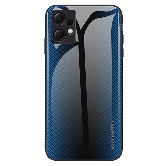 For Xiaomi Redmi Note 12 4G Tempered Glass Back Case Carbon Fiber Texture Soft TPU Frame Phone Cover