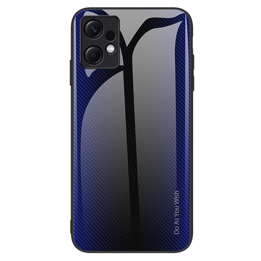 For Xiaomi Redmi Note 12 4G Tempered Glass Back Case Carbon Fiber Texture Soft TPU Frame Phone Cover