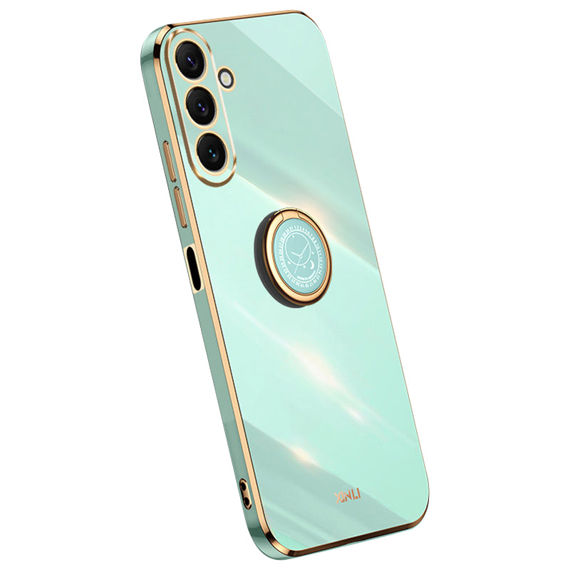 XINLI Ring Kickstand Phone Case for Samsung Galaxy M54 5G / F54 5G Electroplated Precise Lens Cut-out TPU Cover