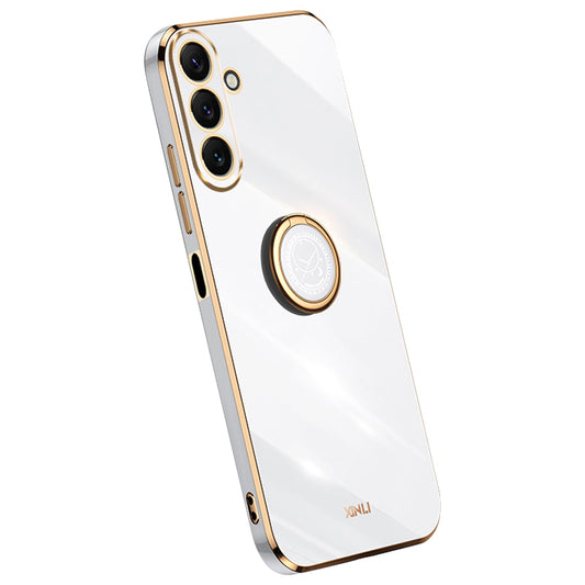 XINLI Ring Kickstand Phone Case for Samsung Galaxy M54 5G / F54 5G Electroplated Precise Lens Cut-out TPU Cover