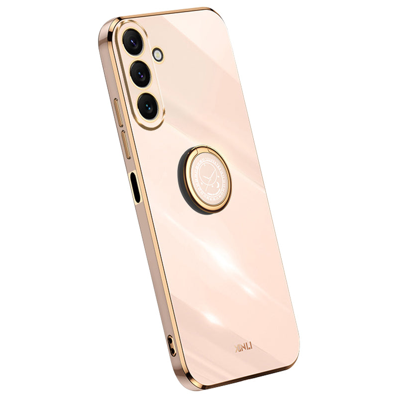 XINLI Ring Kickstand Phone Case for Samsung Galaxy M54 5G / F54 5G Electroplated Precise Lens Cut-out TPU Cover