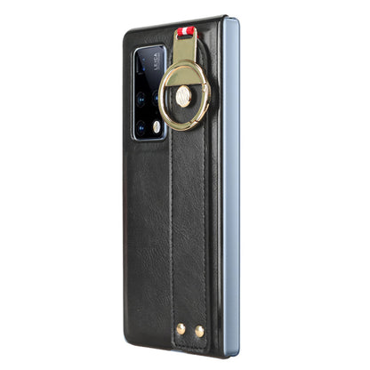 For Huawei Mate X2 4G / 5G Leather Coated PC+TPU Hybrid Phone Case Wristband Bottle Opener Cover with Neck Strap