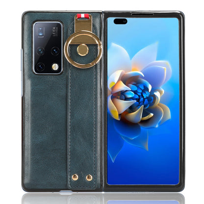 For Huawei Mate X2 4G / 5G Leather Coated PC+TPU Hybrid Phone Case Wristband Bottle Opener Cover with Neck Strap