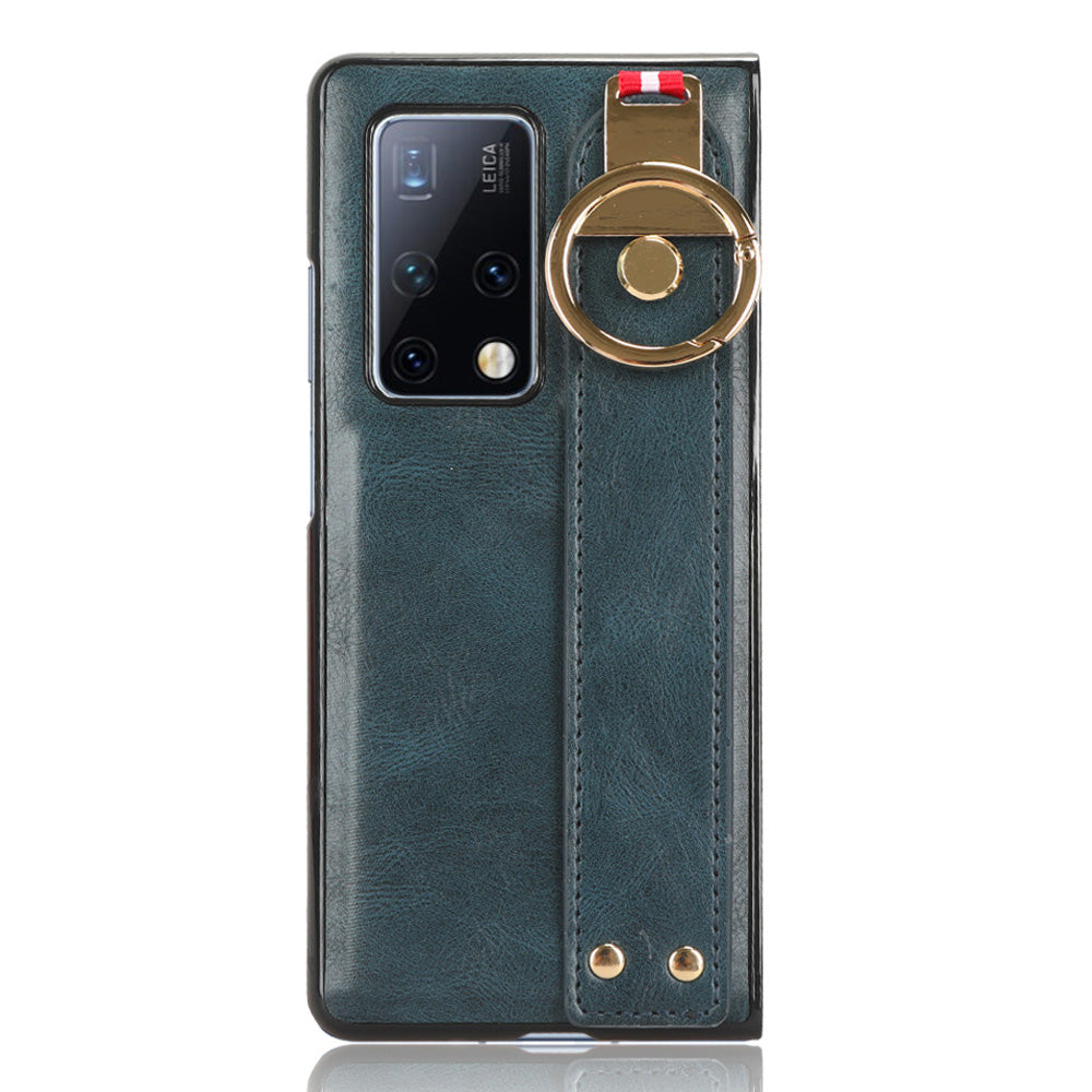 For Huawei Mate X2 4G / 5G Leather Coated PC+TPU Hybrid Phone Case Wristband Bottle Opener Cover with Neck Strap