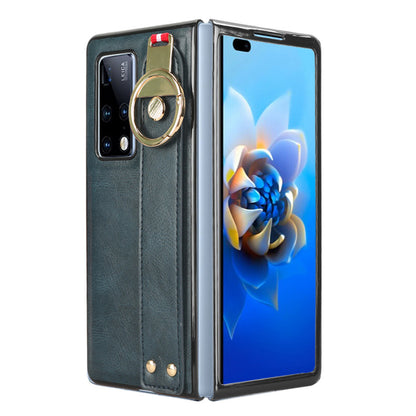 For Huawei Mate X2 4G / 5G Leather Coated PC+TPU Hybrid Phone Case Wristband Bottle Opener Cover with Neck Strap