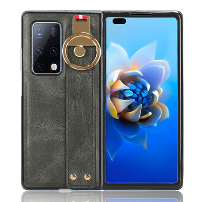 For Huawei Mate X2 4G / 5G Leather Coated PC+TPU Hybrid Phone Case Wristband Bottle Opener Cover with Neck Strap