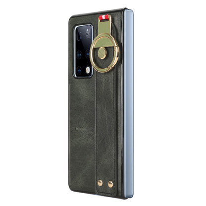 For Huawei Mate X2 4G / 5G Leather Coated PC+TPU Hybrid Phone Case Wristband Bottle Opener Cover with Neck Strap
