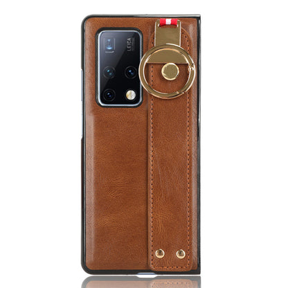 For Huawei Mate X2 4G / 5G Leather Coated PC+TPU Hybrid Phone Case Wristband Bottle Opener Cover with Neck Strap