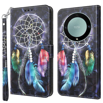 For Honor Magic5 Lite 5G / X40 5G / X9a 5G 3D Pattern Printing PU Leather Wallet Cover Phone Shell with Strap