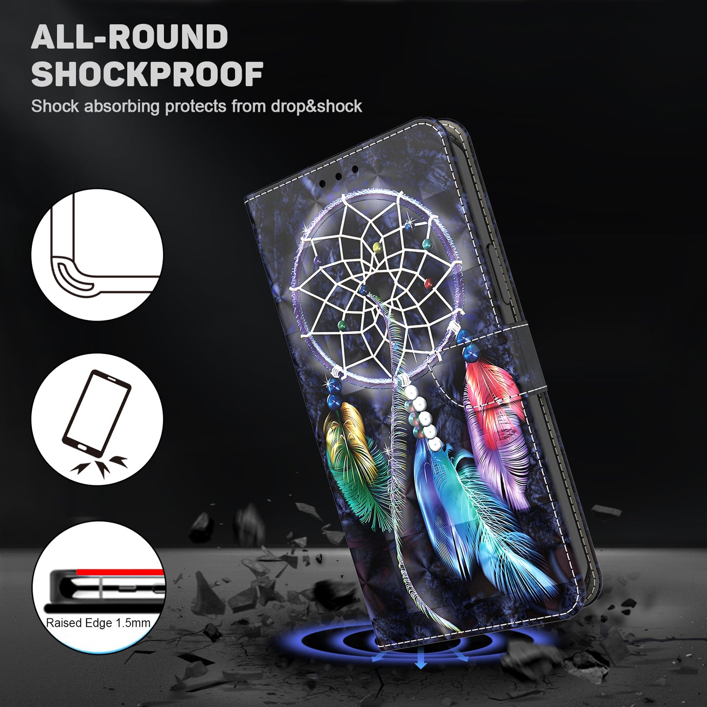 For Honor Magic5 Lite 5G / X40 5G / X9a 5G 3D Pattern Printing PU Leather Wallet Cover Phone Shell with Strap