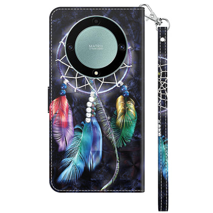 For Honor Magic5 Lite 5G / X40 5G / X9a 5G 3D Pattern Printing PU Leather Wallet Cover Phone Shell with Strap