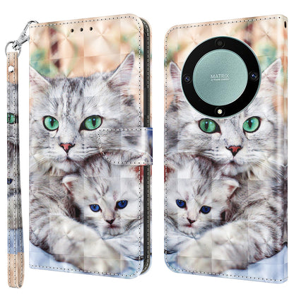 For Honor Magic5 Lite 5G / X40 5G / X9a 5G 3D Pattern Printing PU Leather Wallet Cover Phone Shell with Strap