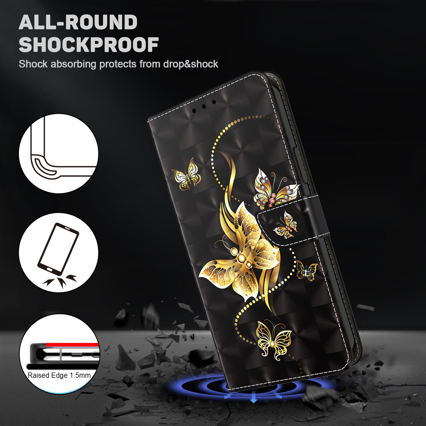For Honor Magic5 Lite 5G / X40 5G / X9a 5G 3D Pattern Printing PU Leather Wallet Cover Phone Shell with Strap