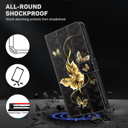 For Honor Magic5 Lite 5G / X40 5G / X9a 5G 3D Pattern Printing PU Leather Wallet Cover Phone Shell with Strap
