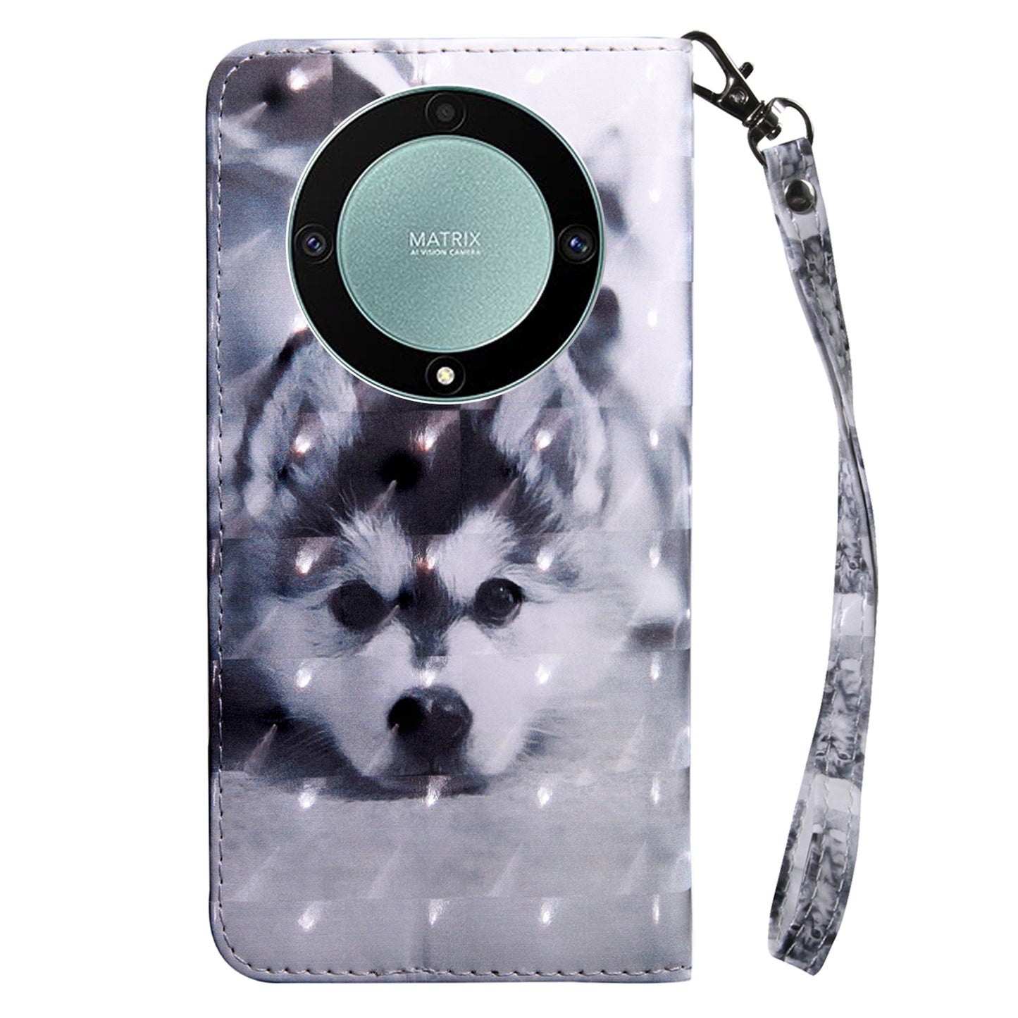 For Honor Magic5 Lite 5G / X40 5G / X9a 5G 3D Pattern Printing PU Leather Wallet Cover Phone Shell with Strap