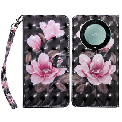 For Honor Magic5 Lite 5G / X40 5G / X9a 5G 3D Pattern Printing PU Leather Wallet Cover Phone Shell with Strap