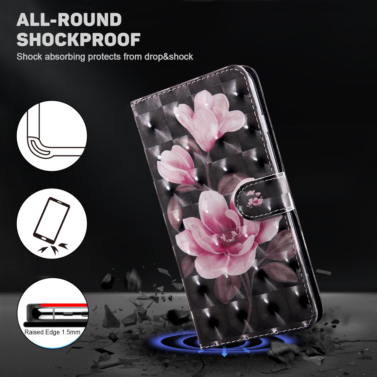 For Honor Magic5 Lite 5G / X40 5G / X9a 5G 3D Pattern Printing PU Leather Wallet Cover Phone Shell with Strap