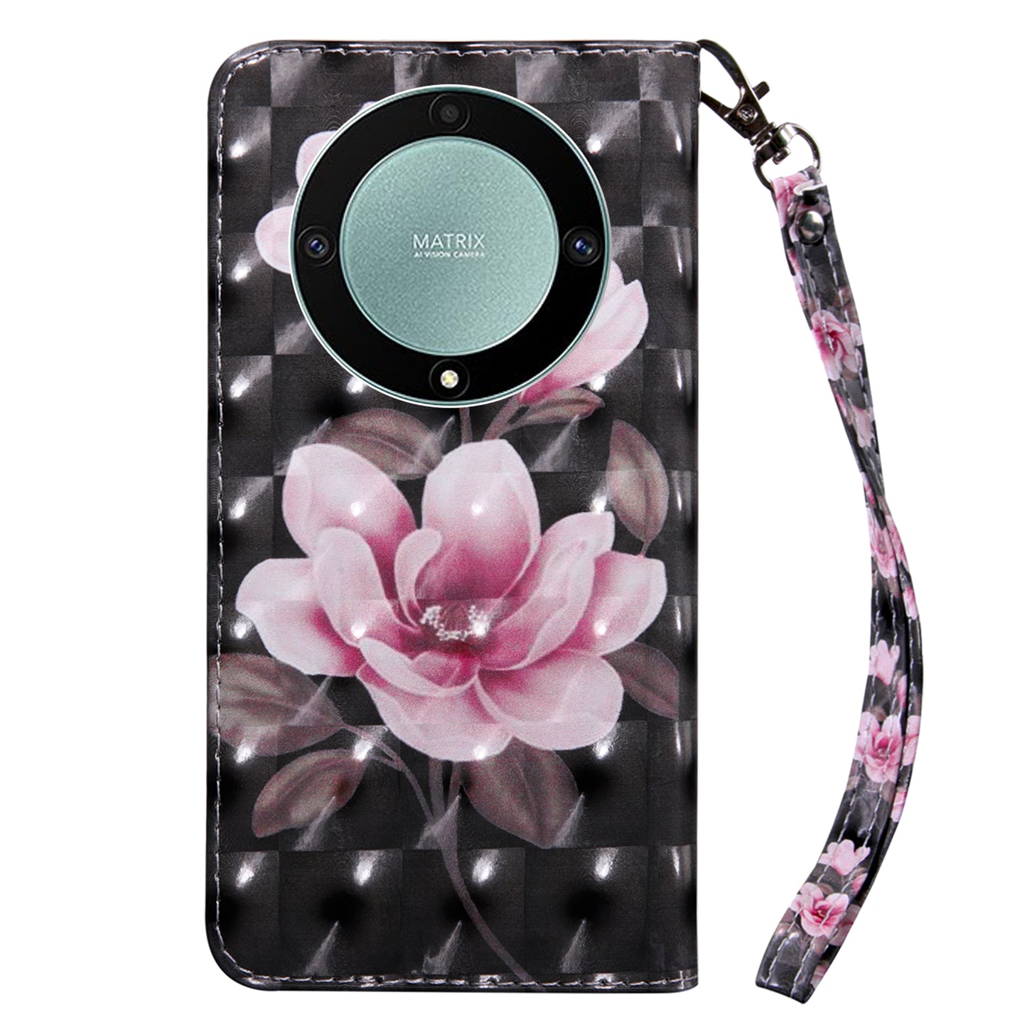 For Honor Magic5 Lite 5G / X40 5G / X9a 5G 3D Pattern Printing PU Leather Wallet Cover Phone Shell with Strap