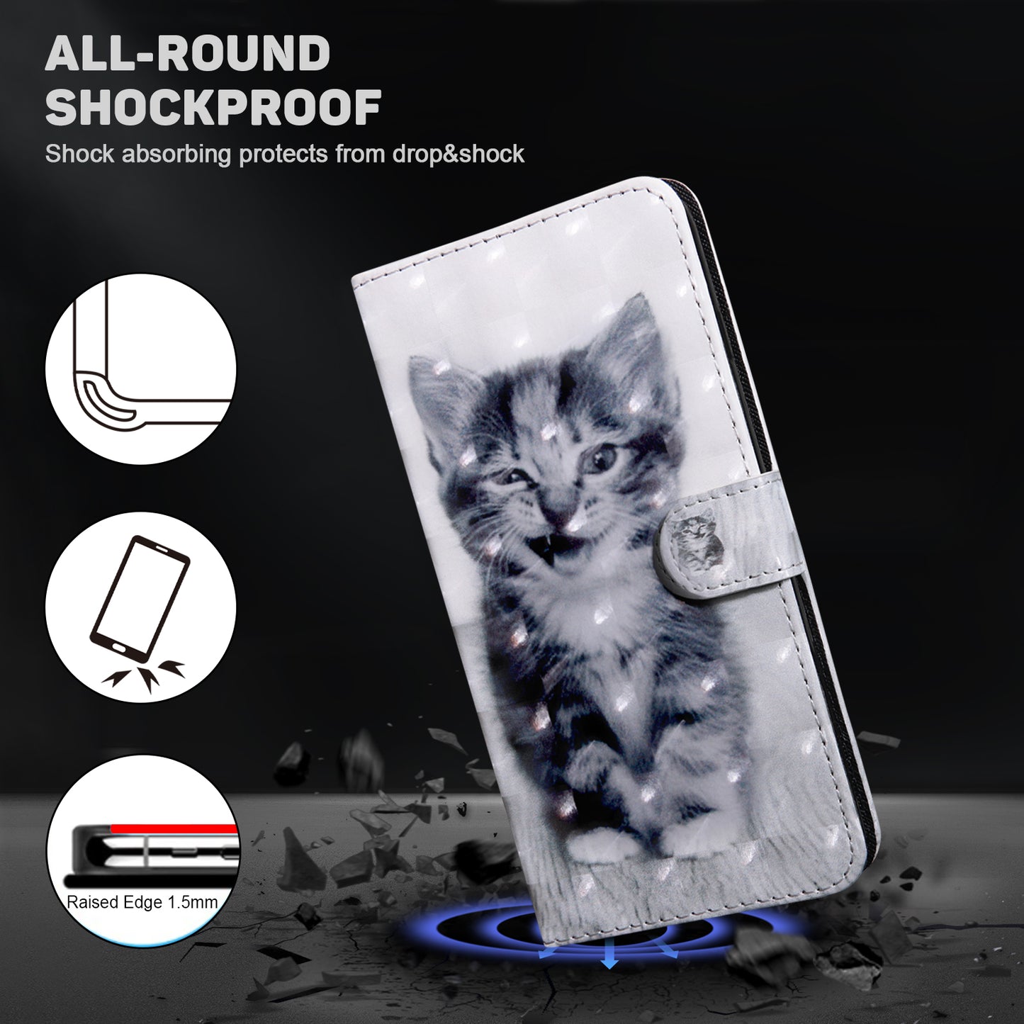 For Honor Magic5 Lite 5G / X40 5G / X9a 5G 3D Pattern Printing PU Leather Wallet Cover Phone Shell with Strap