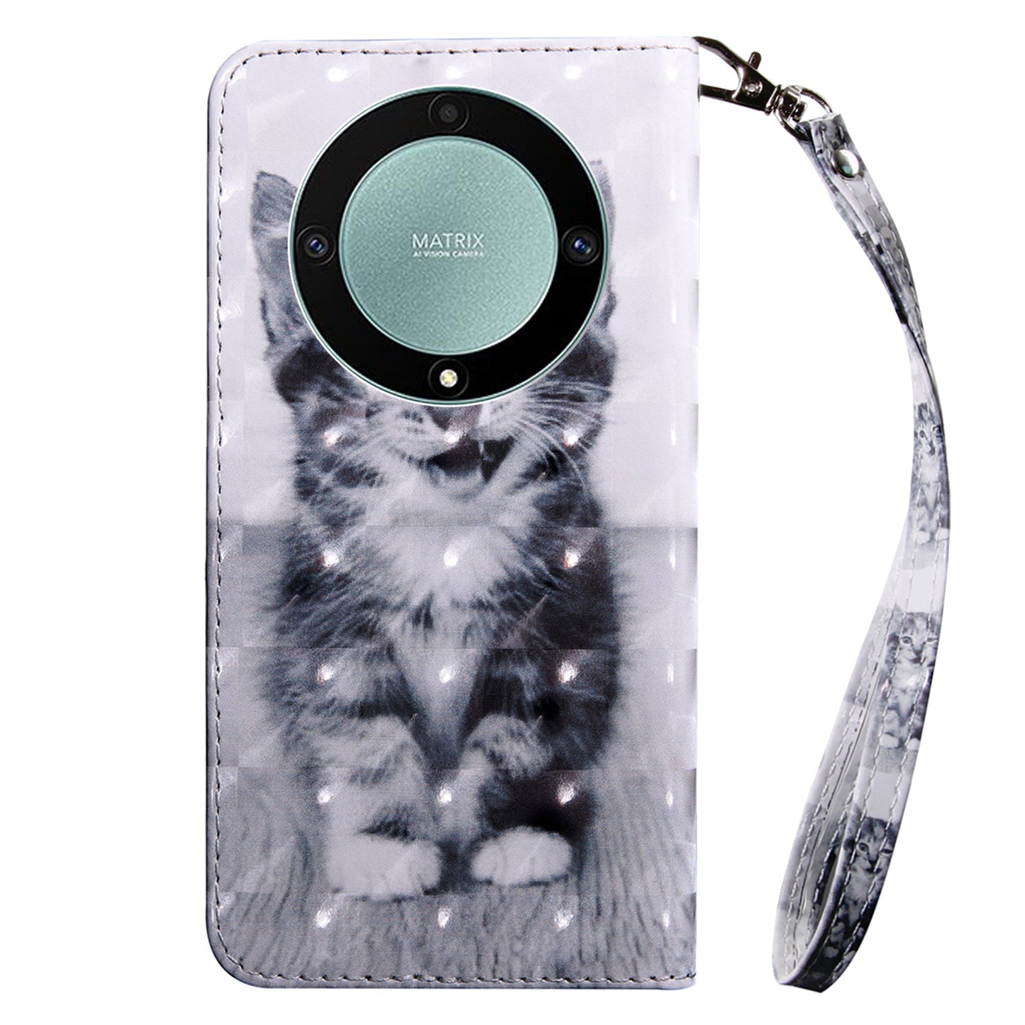 For Honor Magic5 Lite 5G / X40 5G / X9a 5G 3D Pattern Printing PU Leather Wallet Cover Phone Shell with Strap