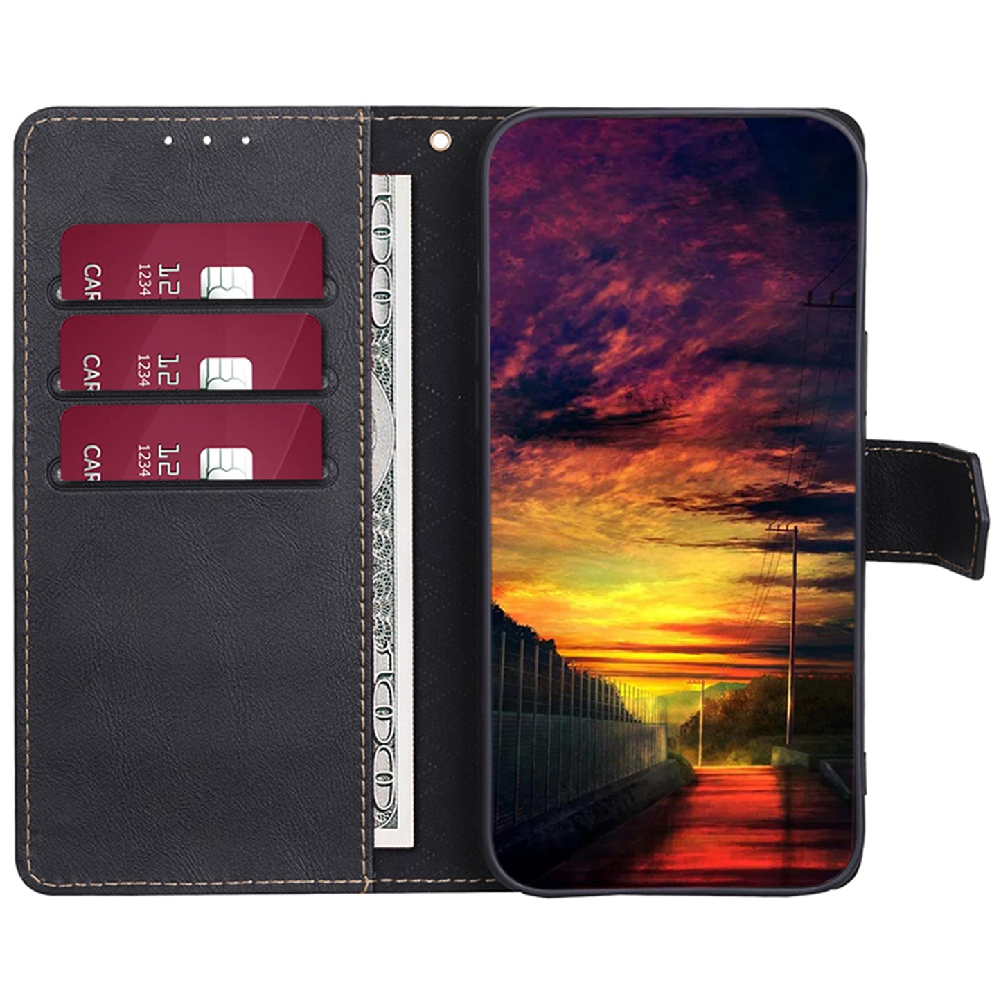 RFID Blocking Leather Phone Case for Honor X5 4G , Cowhide Texture Wallet Stand Phone Cover