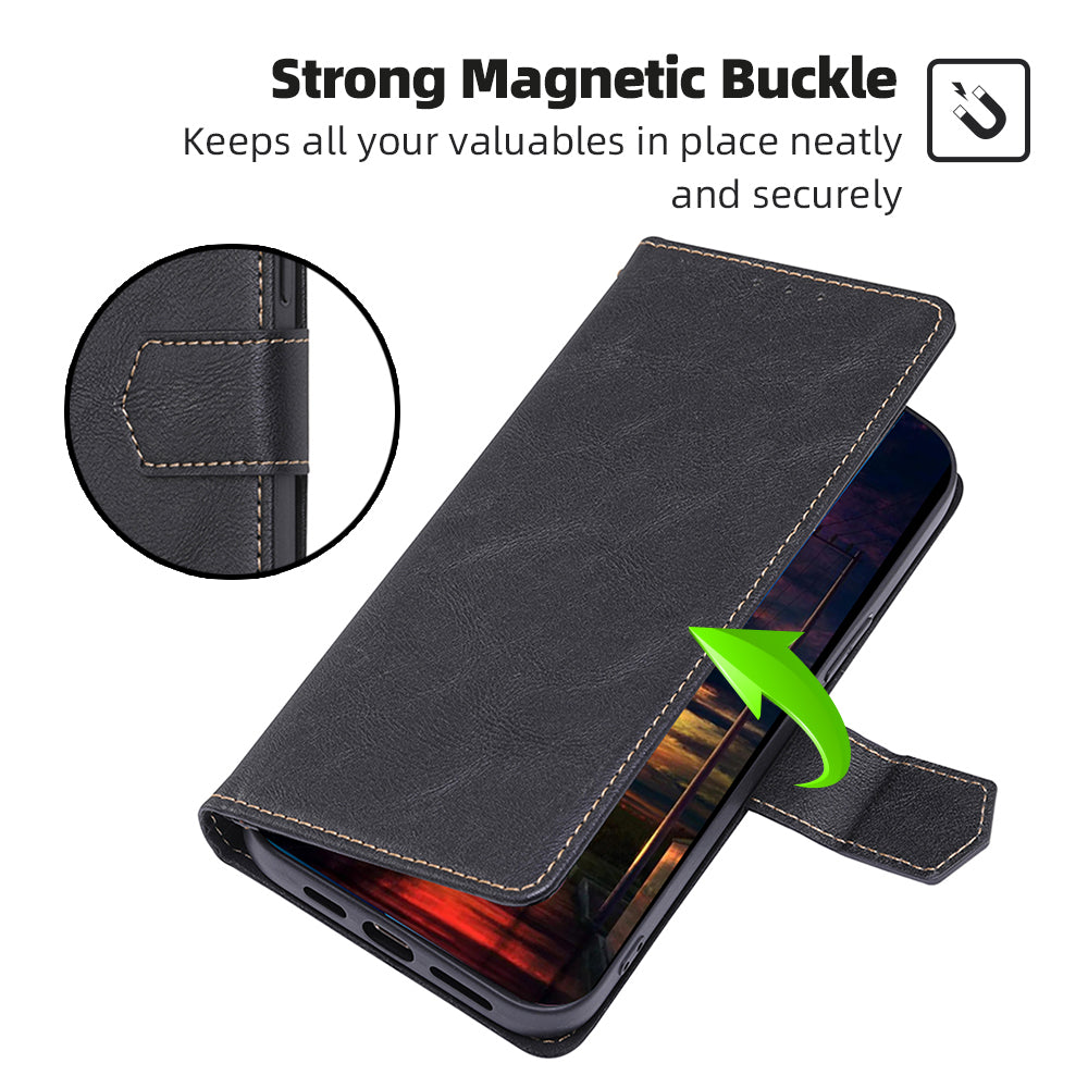 RFID Blocking Leather Phone Case for Honor X5 4G , Cowhide Texture Wallet Stand Phone Cover