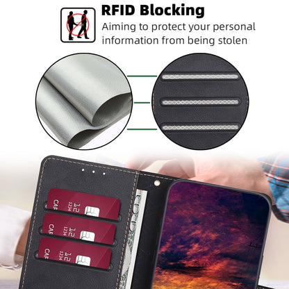 RFID Blocking Leather Phone Case for Honor X5 4G , Cowhide Texture Wallet Stand Phone Cover