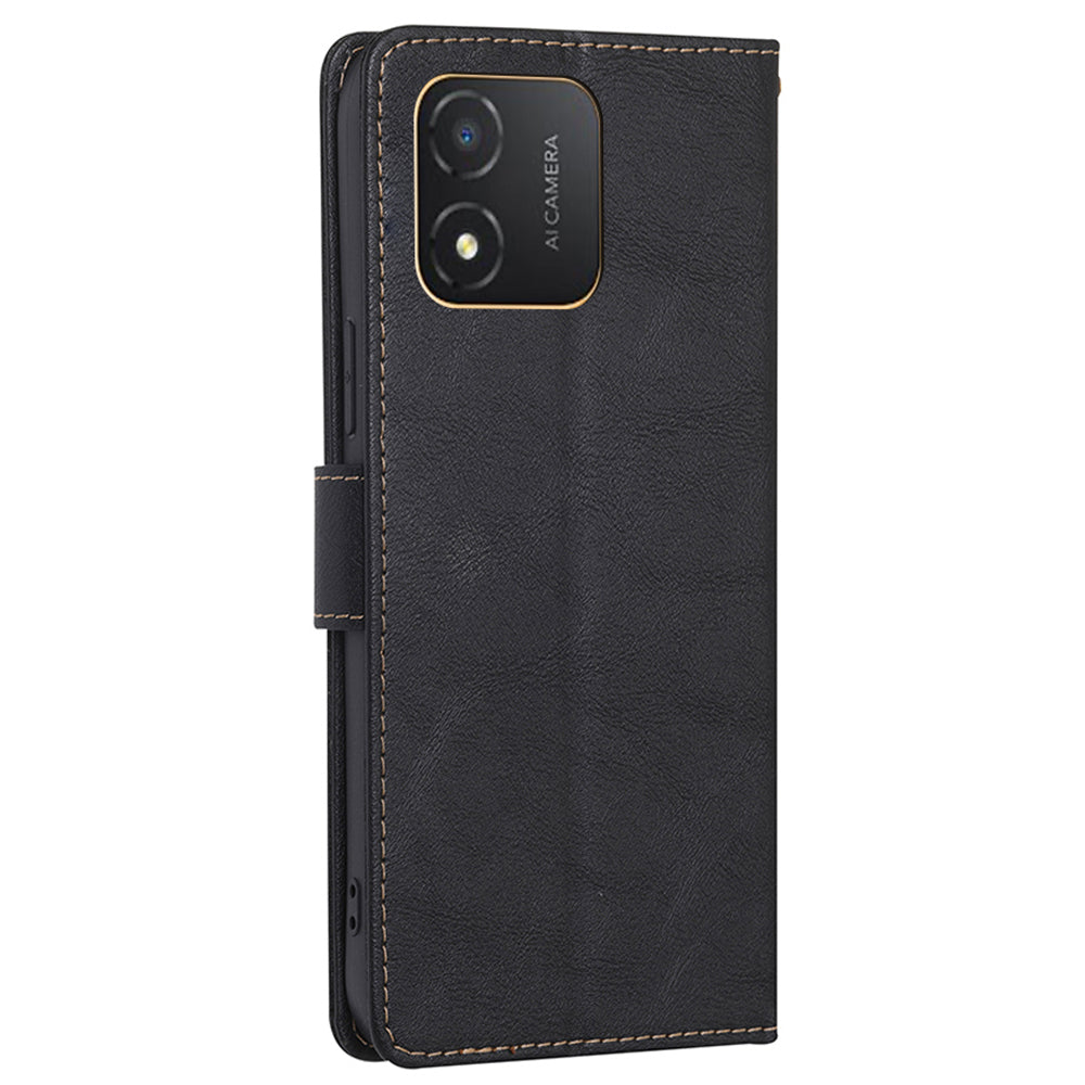 RFID Blocking Leather Phone Case for Honor X5 4G , Cowhide Texture Wallet Stand Phone Cover